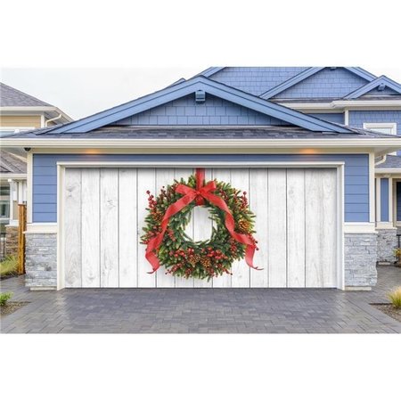 MY DOOR DECOR My Door Decor 285905XMAS-029 7 x 16 ft. Christmas Wreath Christmas Door Mural Sign Car Garage Banner Decor; Multi Color 285905XMAS-029